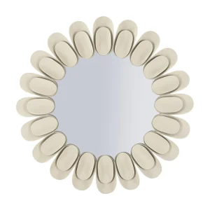 Crèmekleurige metalen wandspiegel, ø 85×6 cm Crèmekleurige metalen wandspiegel, ø 85×6 cm