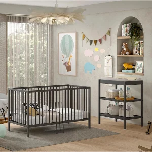 Cama Convertível Vipack Meryl 70X140 e Trocador Antracite PETITS-MEUBLES Cama Convertível Vipack Meryl 70X140 e Trocador Antracite PETITS-MEUBLES