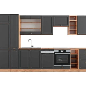 Complete keukeneenheid antraciet landhuis/goud kraft eik 355x60x81.6 fame-line Complete keukeneenheid antraciet landhuis/goud kraft eik 355x60x81.6 fame-line