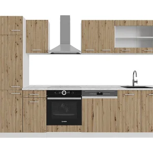 Complete keukeneenheid artisanaal eiken/wit 300x60x81.6 r-line Complete keukeneenheid artisanaal eiken/wit 300x60x81.6 r-line