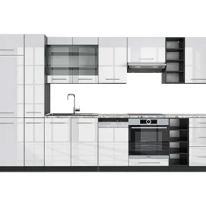 Complete keukeneenheid wit hoogglans/antraciet 355x60x81.6 fame-line Complete keukeneenheid wit hoogglans/antraciet 355x60x81.6 fame-line