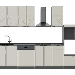 Complete keukeneenheid grijs/beige/antraciet 300x60x81.6 fame-line Complete keukeneenheid grijs/beige/antraciet 300x60x81.6 fame-line