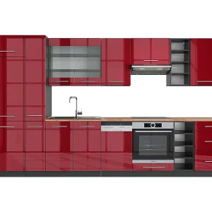 Complete keukeneenheid bordeaux hoogglans/antraciet 355x60x81.6 fame-line Complete keukeneenheid bordeaux hoogglans/antraciet 355x60x81.6 fame-line