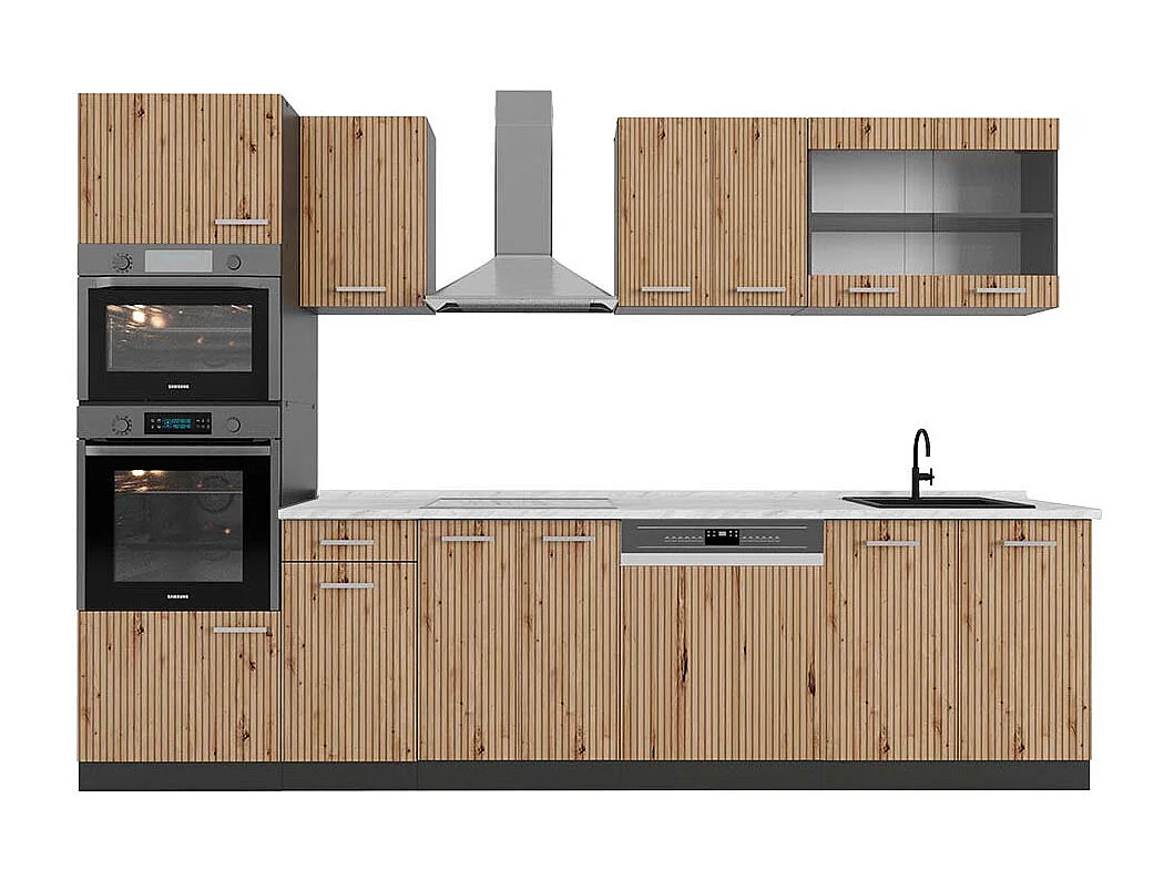 Complete keukeneenheid artisanaal eiken/antraciet 300x60x81.6 r-line