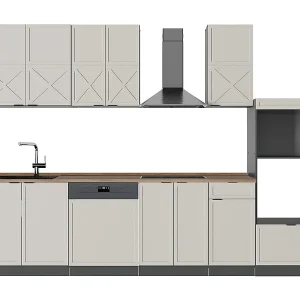 Complete keukeneenheid grijs/beige/antraciet 300x60x81.6 fame-line Complete keukeneenheid grijs/beige/antraciet 300x60x81.6 fame-line