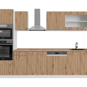 Complete keukeneenheid artisanaal eiken/wit 300x60x81.6 r-line Complete keukeneenheid artisanaal eiken/wit 300x60x81.6 r-line