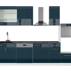 Complete keukeneenheid donkerblauw hoogglans/wit 300x60x81.6 fame-line Complete keukeneenheid donkerblauw hoogglans/wit 300x60x81.6 fame-line