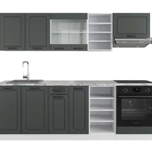 Complete keukeneenheid antraciet landhuis/wit 240x60x81.6 r-line Complete keukeneenheid antraciet landhuis/wit 240x60x81.6 r-line
