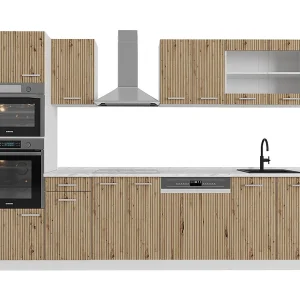 Complete keukeneenheid artisanaal eiken/wit 300x60x81.6 r-line Complete keukeneenheid artisanaal eiken/wit 300x60x81.6 r-line