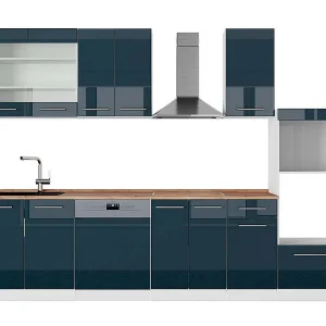 Complete keukeneenheid donkerblauw hoogglans/wit 300x60x81.6 fame-line Complete keukeneenheid donkerblauw hoogglans/wit 300x60x81.6 fame-line