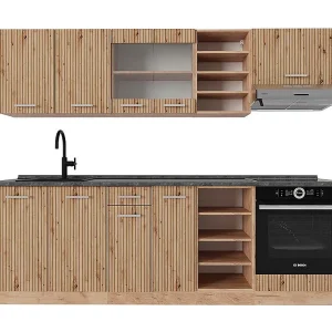 Complete keukeneenheid artisanaal eiken/goudkraft eiken 240x60x81.6 r-line Complete keukeneenheid artisanaal eiken/goudkraft eiken 240x60x81.6 r-line