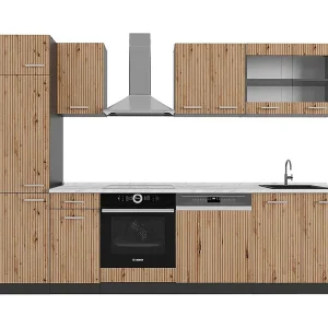 Complete keukeneenheid artisanaal eiken/antraciet 300x60x81.6 r-line