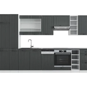 Complete keukeneenheid antraciet landhuis/wit 355x60x81.6 fame-line Complete keukeneenheid antraciet landhuis/wit 355x60x81.6 fame-line