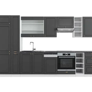 Complete keukeneenheid antraciet-goud/wit 355x60x81.6 fame-line Complete keukeneenheid antraciet-goud/wit 355x60x81.6 fame-line