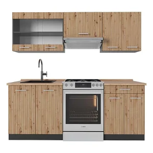 Complete keukeneenheid artisanaal eiken/antraciet 200x60x81.6 r-line Complete keukeneenheid artisanaal eiken/antraciet 200x60x81.6 r-line