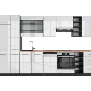 Complete keukeneenheid wit hoogglans/antraciet 355x60x81.6 fame-line Complete keukeneenheid wit hoogglans/antraciet 355x60x81.6 fame-line