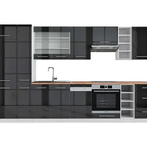 Complete keukeneenheid antraciet hoogglans/wit 355x60x81.6 fame-line Complete keukeneenheid antraciet hoogglans/wit 355x60x81.6 fame-line