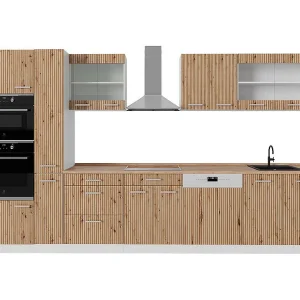 Complete keukeneenheid artisanaal eiken/wit 350x60x81.6 r-line Complete keukeneenheid artisanaal eiken/wit 350x60x81.6 r-line
