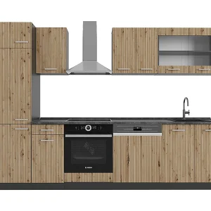 Complete keukeneenheid artisanaal eiken/antraciet 300x46x81.6 r-line