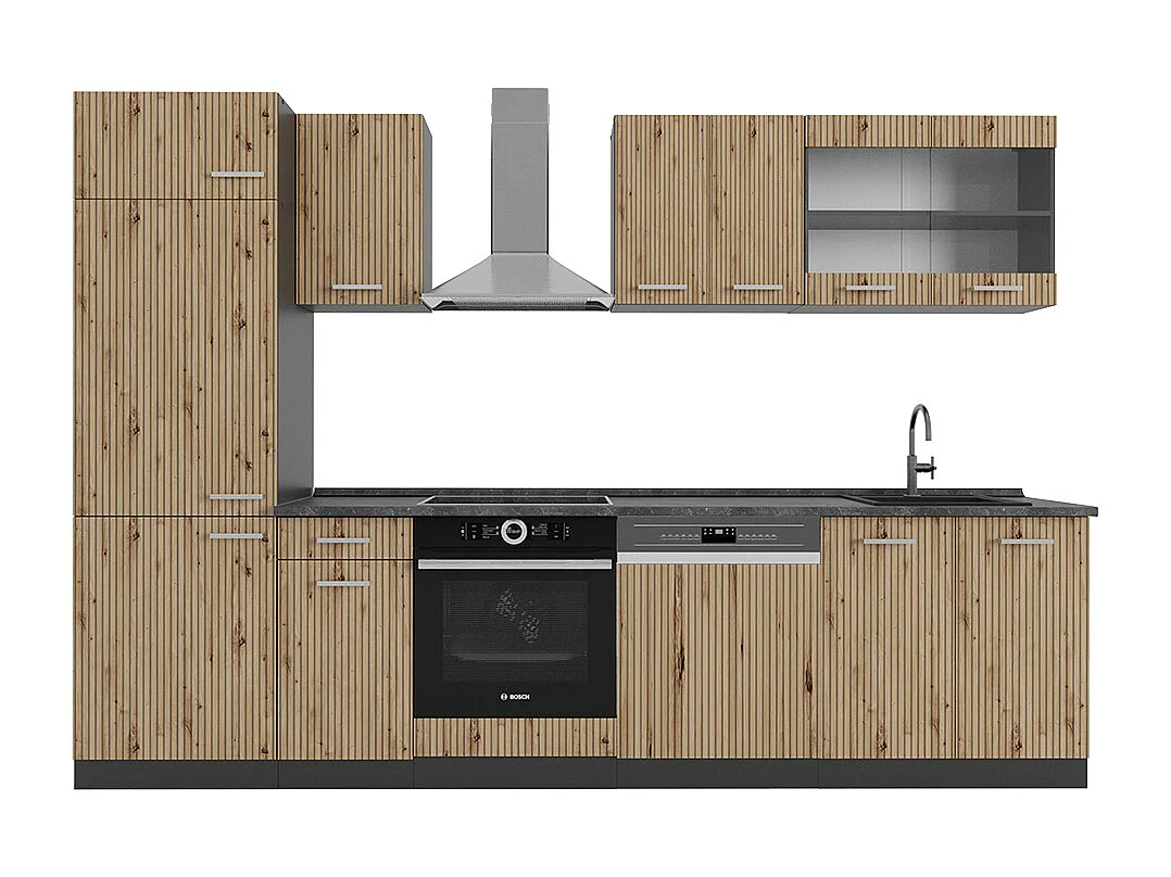 Complete keukeneenheid artisanaal eiken/antraciet 300x46x81.6 r-line