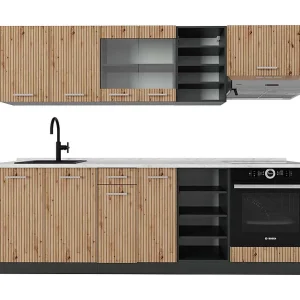 Complete keukeneenheid artisanaal eiken/antraciet 240x60x81.6 r-line
