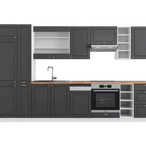 Complete keukeneenheid antraciet-goud/wit 355x60x81.6 fame-line Complete keukeneenheid antraciet-goud/wit 355x60x81.6 fame-line
