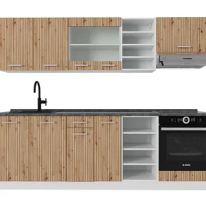 Complete keukeneenheid artisanaal eiken/wit 240x60x81.6 r-line Complete keukeneenheid artisanaal eiken/wit 240x60x81.6 r-line