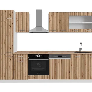 Complete keukeneenheid artisanaal eiken/wit 300x60x81.6 r-line Complete keukeneenheid artisanaal eiken/wit 300x60x81.6 r-line