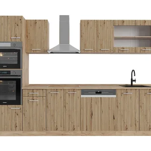 Complete keukeneenheid artisanaal eiken/goudkraft eiken 300x46x81.6 r-line Complete keukeneenheid artisanaal eiken/goudkraft eiken 300x46x81.6 r-line