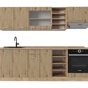 Complete keukeneenheid artisanaal eiken/goudkraft eiken 240x60x81.6 r-line Complete keukeneenheid artisanaal eiken/goudkraft eiken 240x60x81.6 r-line