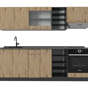 Complete keukeneenheid artisanaal eiken/antraciet 240x46x81.6 r-line Complete keukeneenheid artisanaal eiken/antraciet 240x46x81.6 r-line