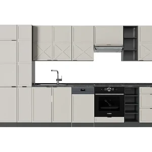 Complete keukeneenheid grijs/beige/antraciet 355x60x81.6 fame-line Complete keukeneenheid grijs/beige/antraciet 355x60x81.6 fame-line