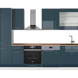 Complete keukeneenheid donkerblauw hoogglans/wit 300x60x81.6 fame-line Complete keukeneenheid donkerblauw hoogglans/wit 300x60x81.6 fame-line