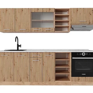 Complete keukeneenheid artisanaal eiken/goudkraft eiken 240x60x81.6 r-line Complete keukeneenheid artisanaal eiken/goudkraft eiken 240x60x81.6 r-line