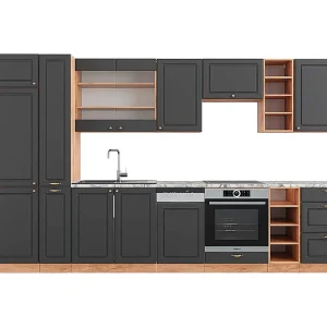 Complete keukeneenheid antraciet landhuis/goud kraft eik 355x60x81.6 fame-line Complete keukeneenheid antraciet landhuis/goud kraft eik 355x60x81.6 fame-line