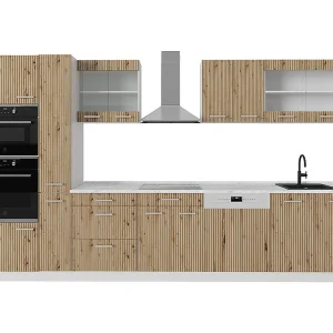 Complete keukeneenheid artisanaal eiken/wit 350x60x81.6 r-line Complete keukeneenheid artisanaal eiken/wit 350x60x81.6 r-line