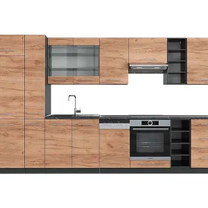 Complete keukeneenheid eik goud/antraciet 355x60x81.6 fame-line Complete keukeneenheid eik goud/antraciet 355x60x81.6 fame-line