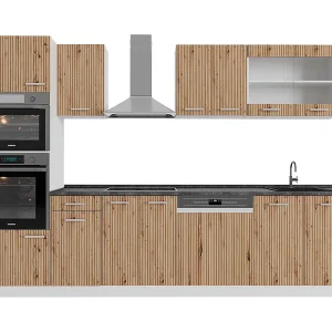 Complete keukeneenheid artisanaal eiken/wit 300x60x81.6 r-line Complete keukeneenheid artisanaal eiken/wit 300x60x81.6 r-line