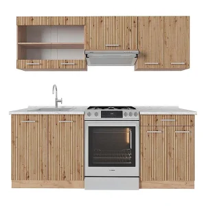 Complete keukeneenheid artisanaal eiken/goudkraft eiken 200x60x81.6 r-line