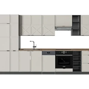 Complete keukeneenheid grijs/beige/antraciet 355x60x81.6 fame-line Complete keukeneenheid grijs/beige/antraciet 355x60x81.6 fame-line