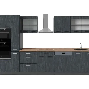 Complete keuken zwart beton/antraciet 350x60x81.6 r-line Complete keuken zwart beton/antraciet 350x60x81.6 r-line