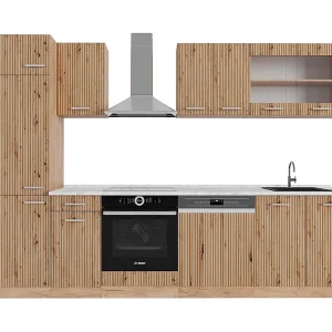 Complete keukeneenheid artisanaal eiken/goudkraft eiken 300x60x81.6 r-line Complete keukeneenheid artisanaal eiken/goudkraft eiken 300x60x81.6 r-line