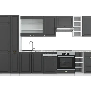 Complete keukeneenheid antraciet-goud/wit 355x60x81.6 fame-line Complete keukeneenheid antraciet-goud/wit 355x60x81.6 fame-line