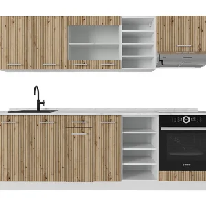Complete keukeneenheid artisanaal eiken/wit 240x60x81.6 r-line Complete keukeneenheid artisanaal eiken/wit 240x60x81.6 r-line