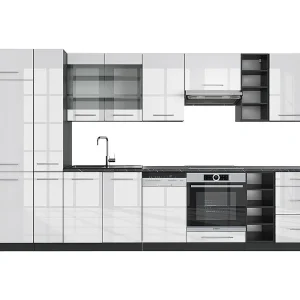 Complete keukeneenheid wit hoogglans/antraciet 355x60x81.6 fame-line Complete keukeneenheid wit hoogglans/antraciet 355x60x81.6 fame-line