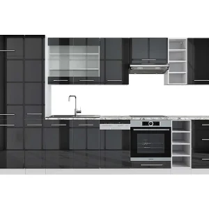 Complete keukeneenheid antraciet hoogglans/wit 355x60x81.6 fame-line Complete keukeneenheid antraciet hoogglans/wit 355x60x81.6 fame-line