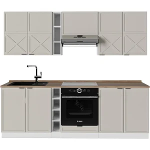 Complete keukeneenheid grijs/beige/wit 235x60x81.6 fame-line Complete keukeneenheid grijs/beige/wit 235x60x81.6 fame-line