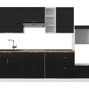 Complete keukeneenheid zwart gestreept/wit 280x60x81.6 fame-line Complete keukeneenheid zwart gestreept/wit 280x60x81.6 fame-line