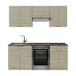 Complete keukeneenheid eiken paneel/goudkraft eik 200x60x81.6 fame-line Complete keukeneenheid eiken paneel/goudkraft eik 200x60x81.6 fame-line