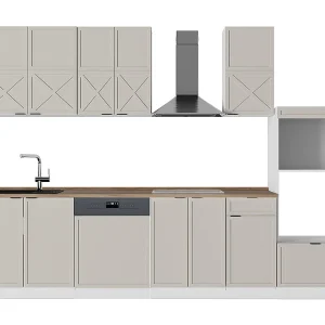 Complete keukeneenheid grijs/beige/wit 300x60x81.6 fame-line Complete keukeneenheid grijs/beige/wit 300x60x81.6 fame-line